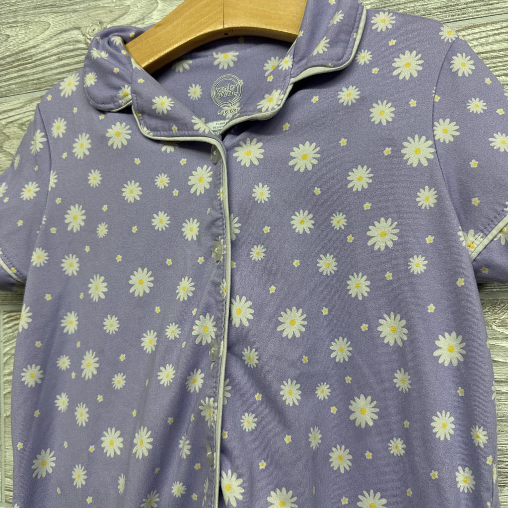 2 Pc Button Up PJs Flowers 6-6X