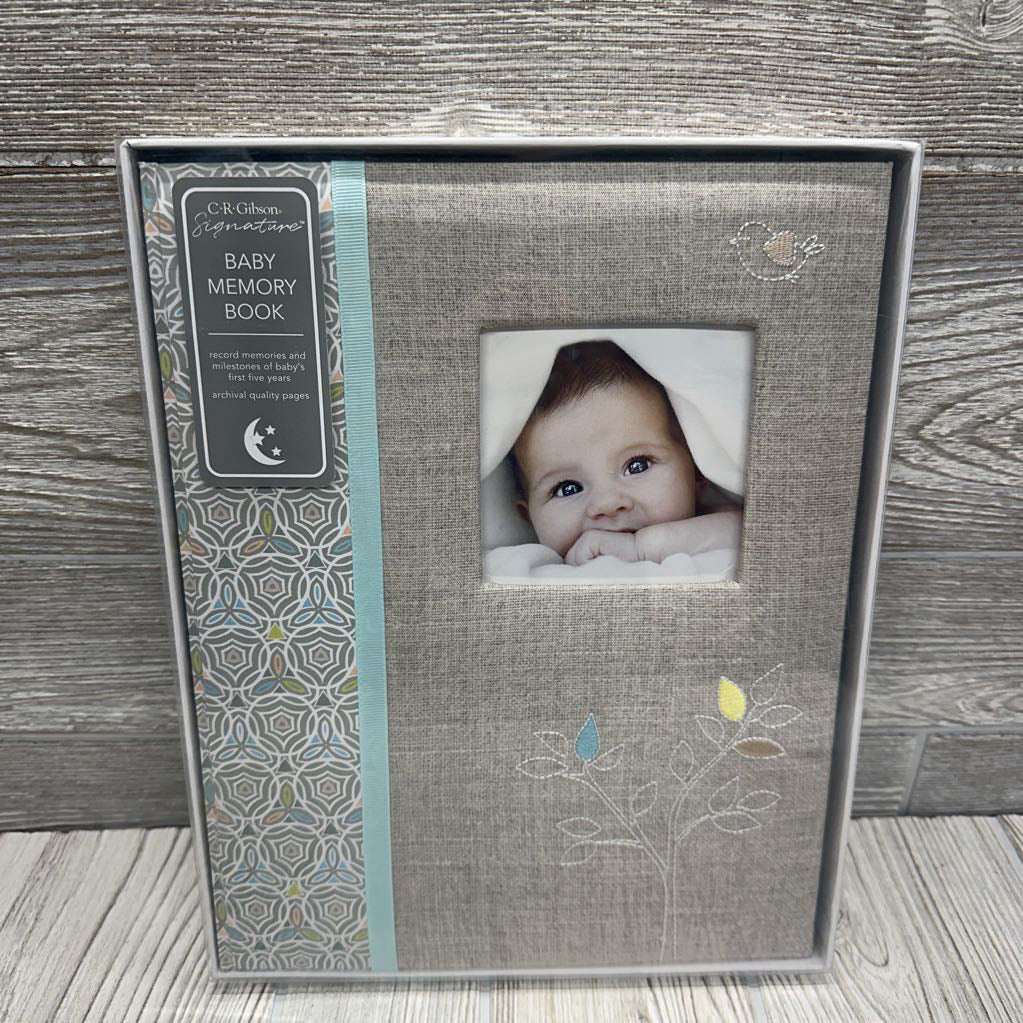 NEW Baby Memory Book Linen Tree
