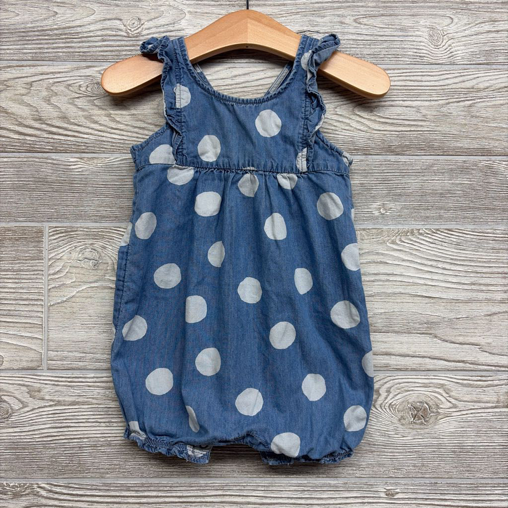 Flutter Sleeve Chambray Romper Dots 18M