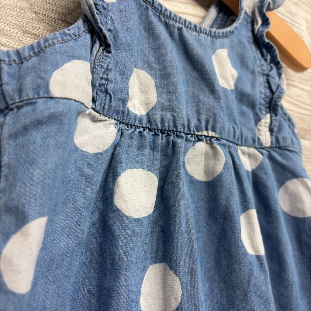 Flutter Sleeve Chambray Romper Dots 18M