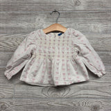 LS Peplum Shirt Foil Hearts 12-18M
