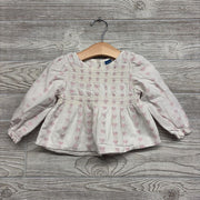 LS Peplum Shirt Foil Hearts 12-18M