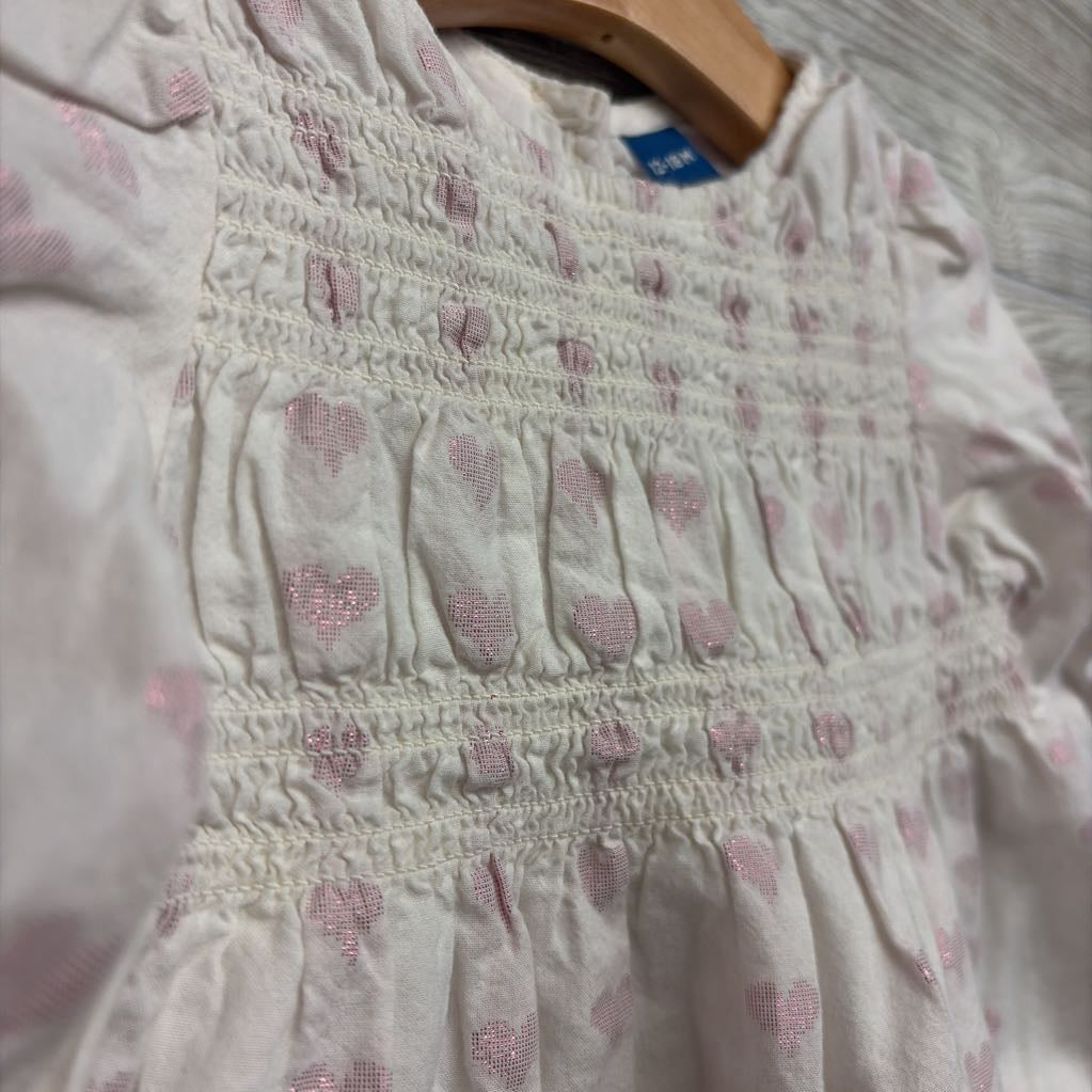 LS Peplum Shirt Foil Hearts 12-18M