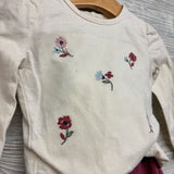 LS Bodysuit Embroidered Flowers & Textured Pants 18M