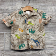 Button Up Shirt & Shorts Leaves Elephants 2T