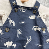 Shortalls & Shirt Safari Animals NB