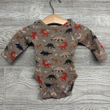 3 Pk LS Bodysuit Dinosaurs 0-3M