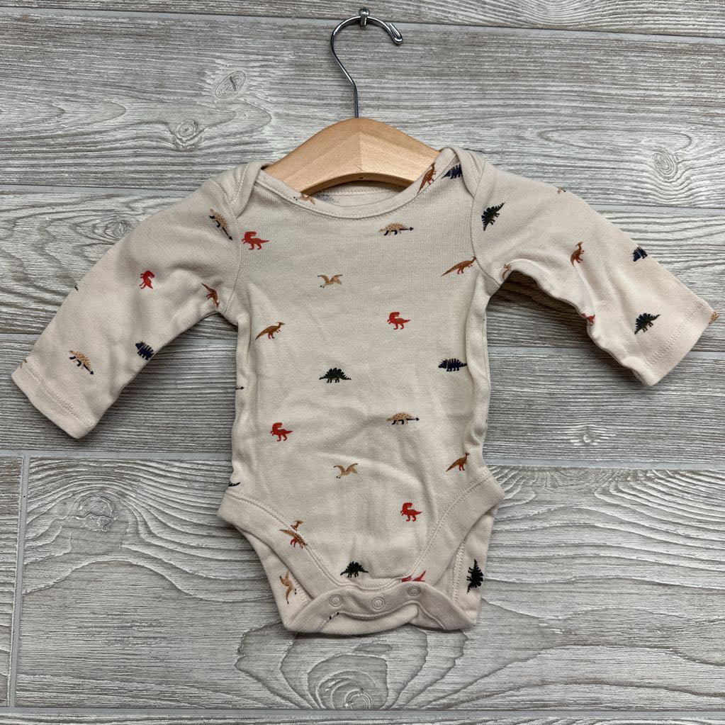 3 Pk LS Bodysuit Dinosaurs 0-3M