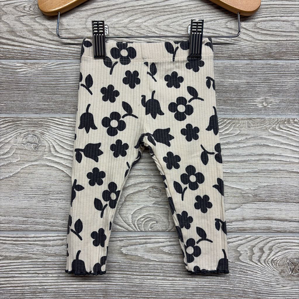 LS Ribbed Shirt & Leggings Flowers 3-6M