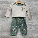 2 Pk LS Bodysuits & Quilted Pants Mickey Mouse 12M
