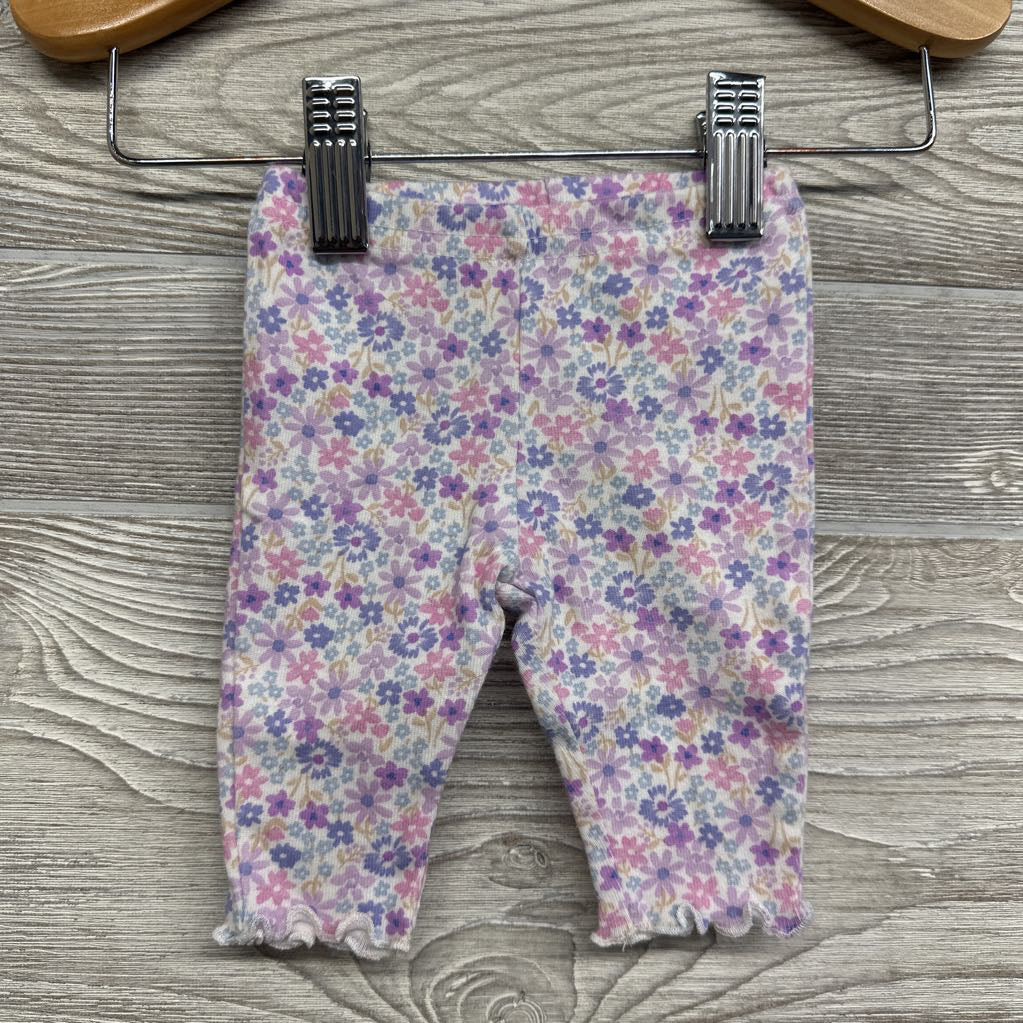 Bodysuit & Pants Flowers Lettuce Trim NB