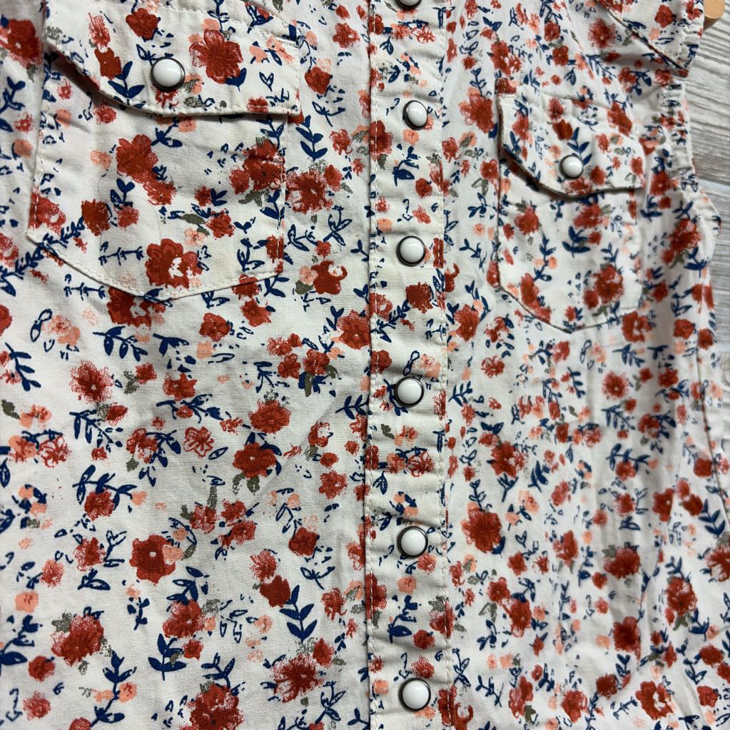Sleeveless Pearl Snap Western Shirt Flowers 2t