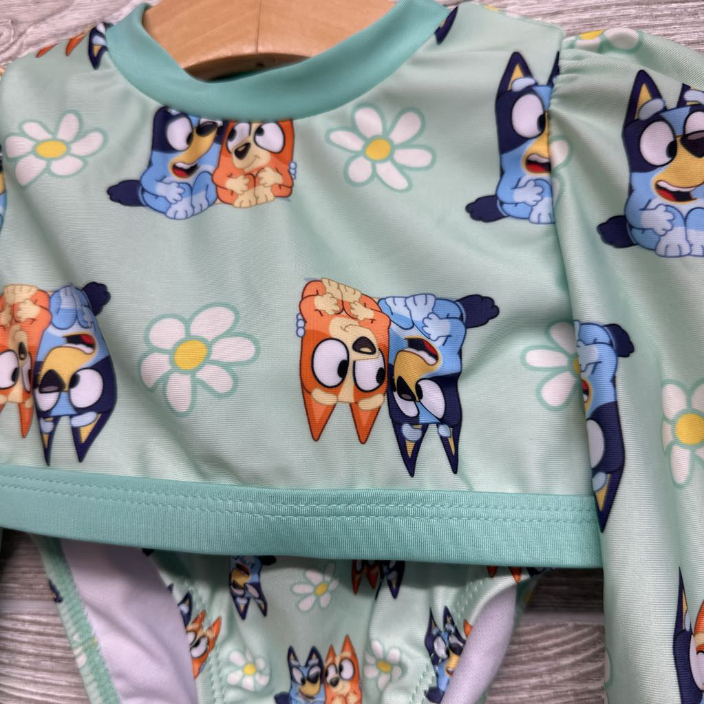 2 Pc LS Swimsuit Flowers 2T