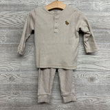 LS Ribbed Henley Shirt & Pants Stripes Bird 18M