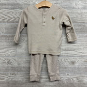 LS Ribbed Henley Shirt & Pants Stripes Bird 18M