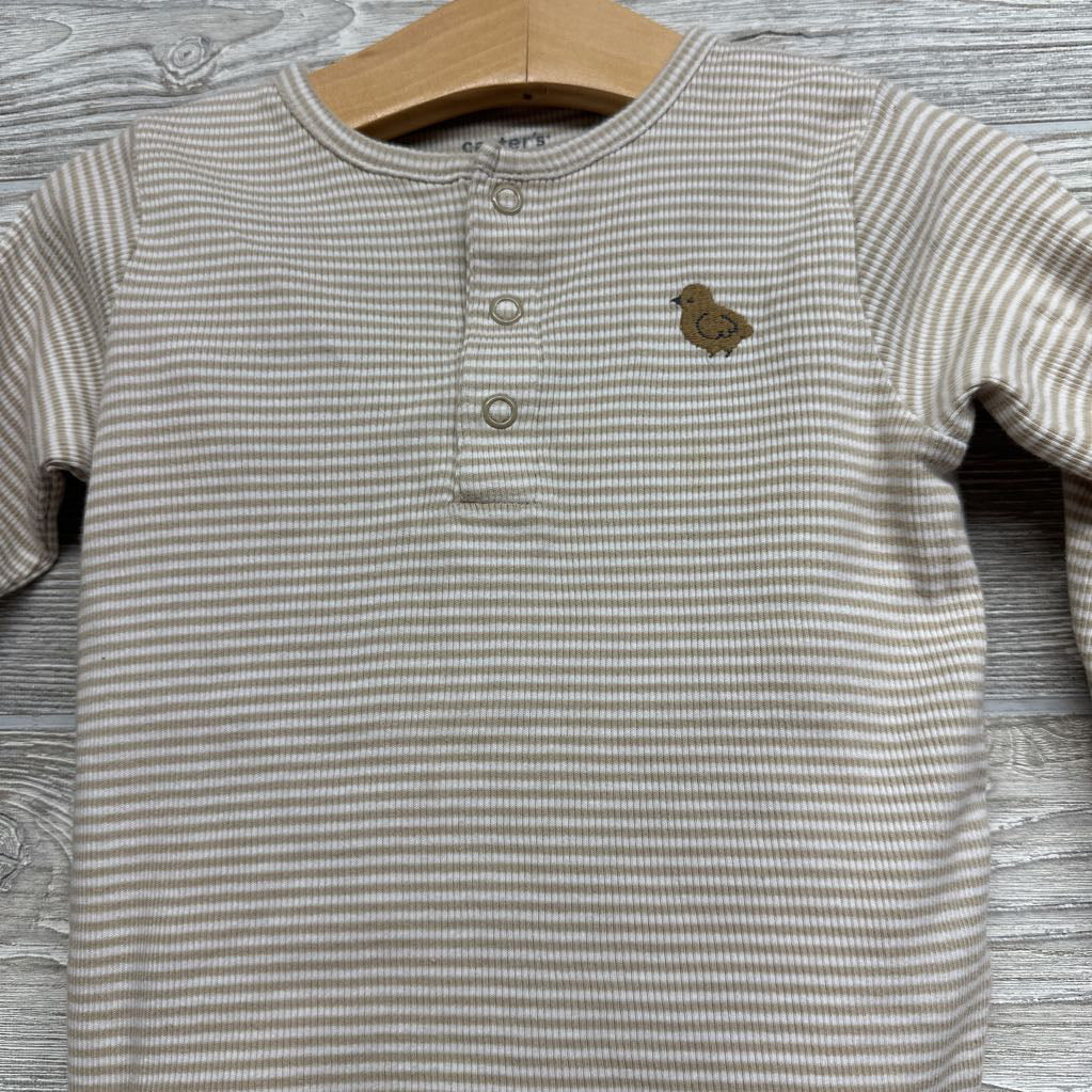 LS Ribbed Henley Shirt & Pants Stripes Bird 18M