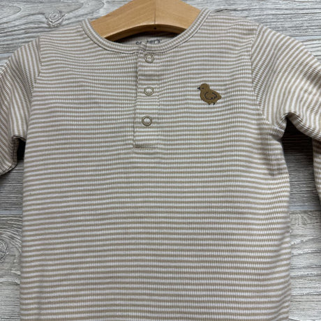 LS Ribbed Henley Shirt & Pants Stripes Bird 18M