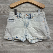 Denim Shorts Cuffed Embroidered Flowerse 6-7