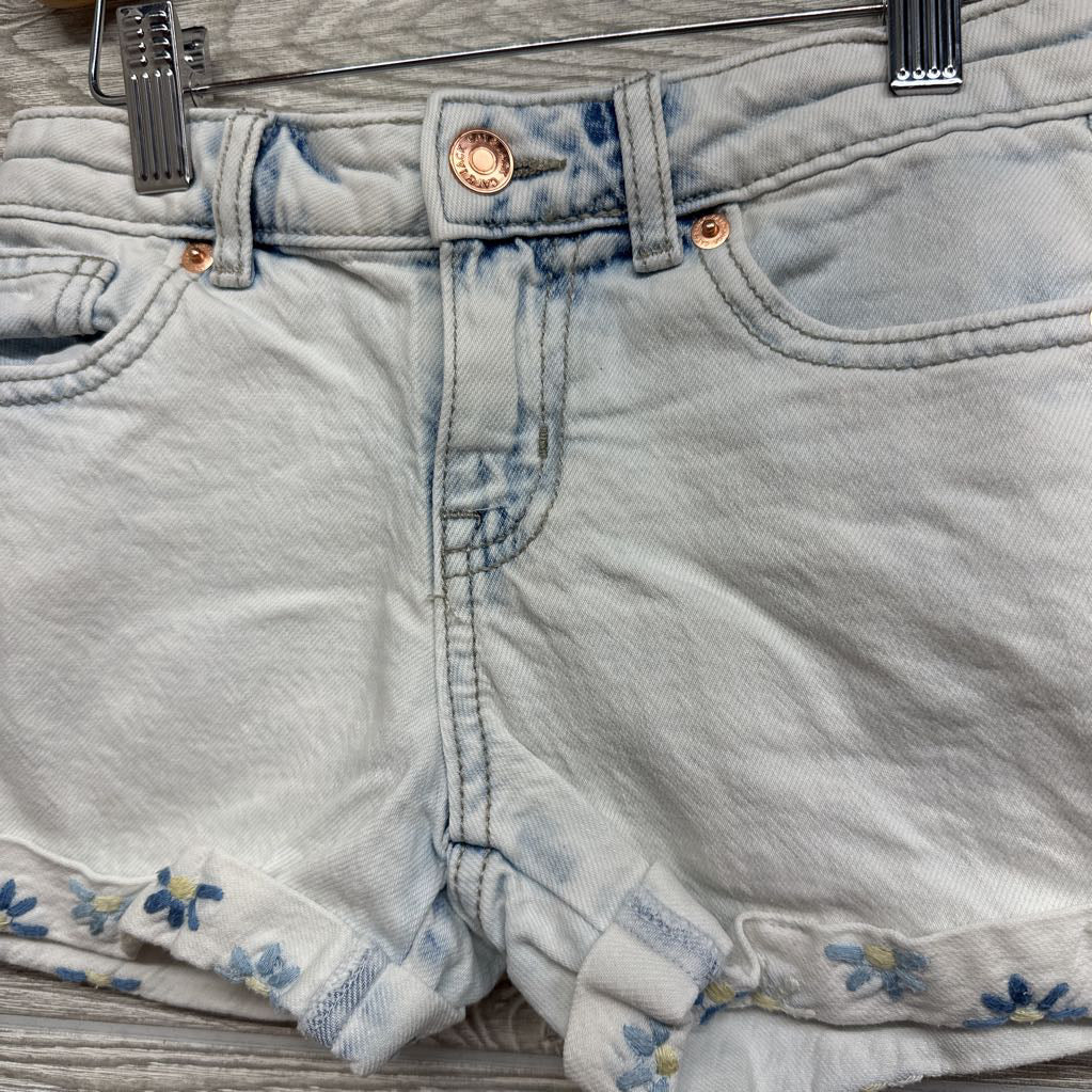 Denim Shorts Cuffed Embroidered Flowerse 6-7