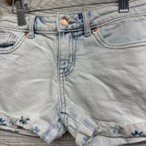 Denim Shorts Cuffed Embroidered Flowerse 6-7