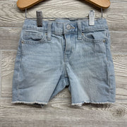 High Rise Bermuda Denim Shorts Frayed 6-7