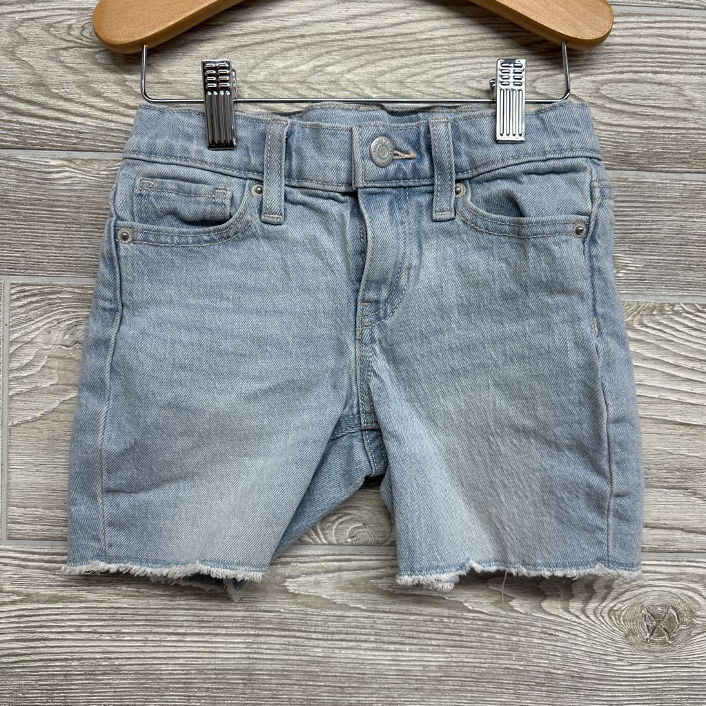 High Rise Bermuda Denim Shorts Frayed 6-7