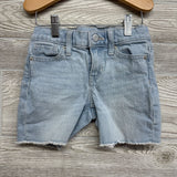 High Rise Bermuda Denim Shorts Frayed 6-7