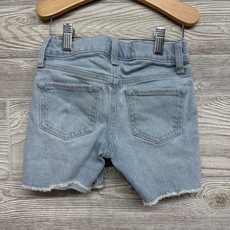 High Rise Bermuda Denim Shorts Frayed 6-7