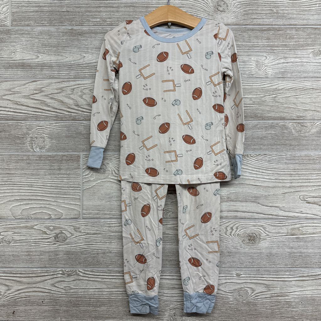 2 Pc LS Bamboo PJs Footballs Whistles 4T