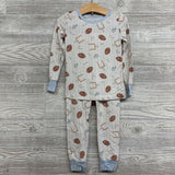 2 Pc LS Bamboo PJs Footballs Whistles 4T