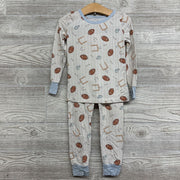 2 Pc LS Bamboo PJs Footballs Whistles 4T