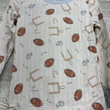 2 Pc LS Bamboo PJs Footballs Whistles 4T