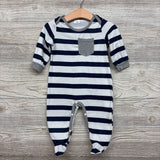 LS Footed Outfit Stripes Chest Pocket 6-9M