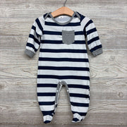 LS Footed Outfit Stripes Chest Pocket 6-9M