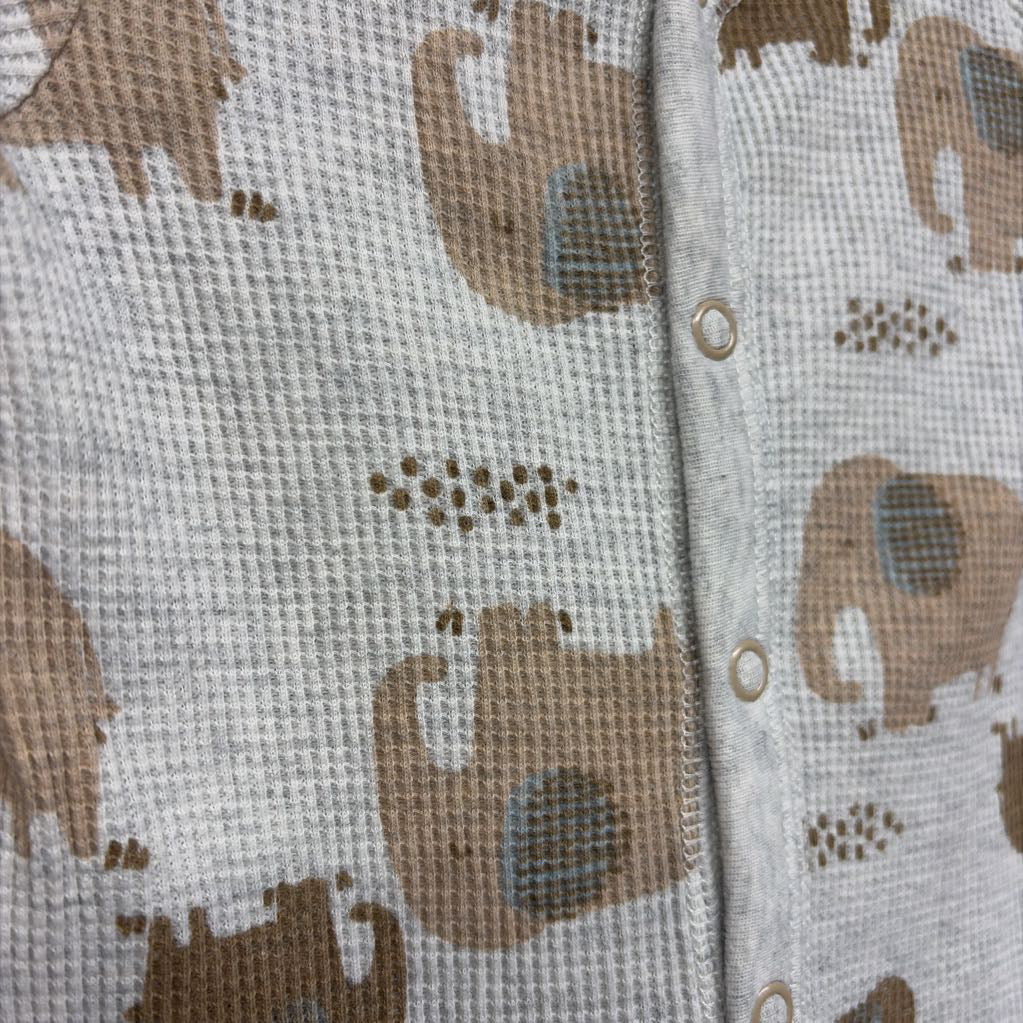 Waffle Knit Sleeper Elephants 6M