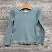 LS Ribbed Shirt Tulle Ruffle Lace Trim 3T