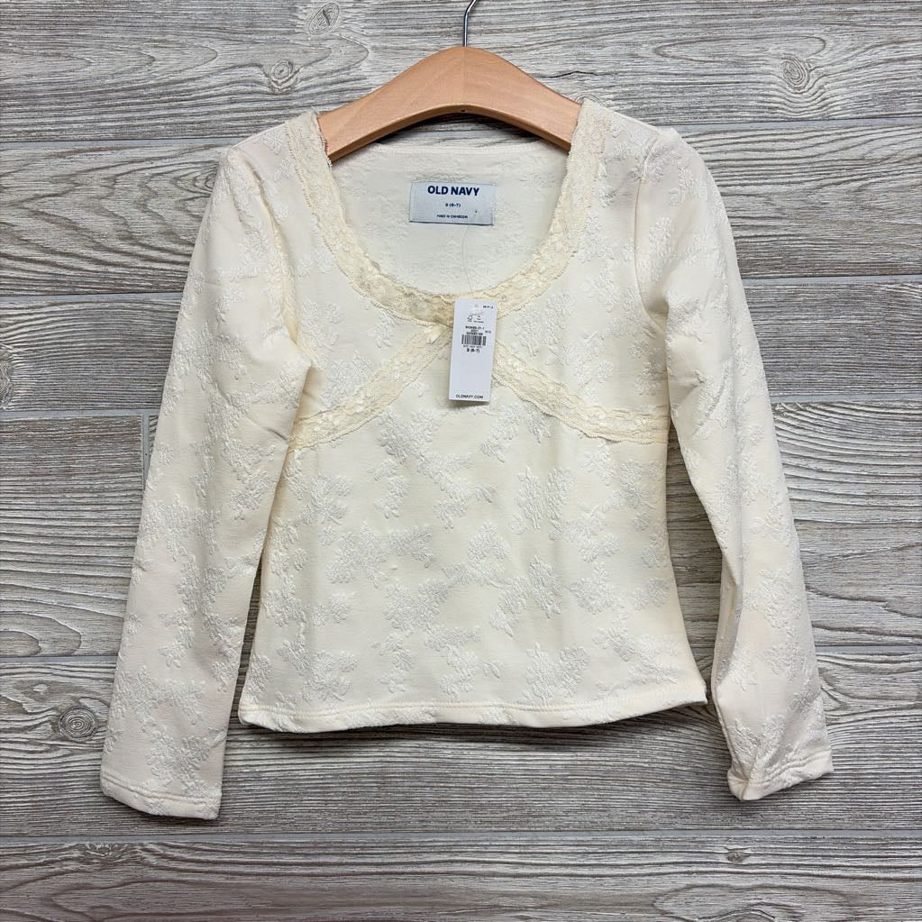 LS Lace Trim Shirt Flowers 6-7