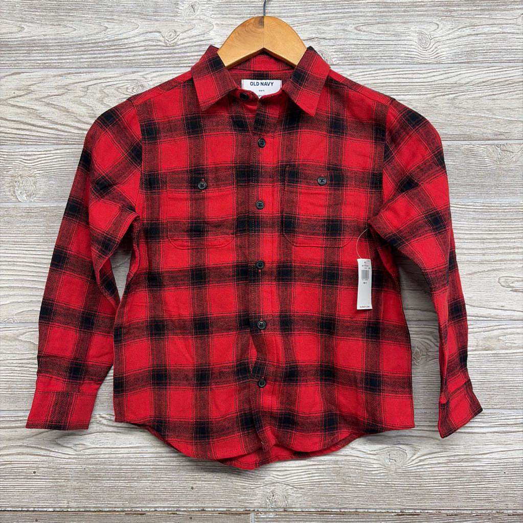 NEW LS Plaid Button Up Shirt Chest Pockets 6-7