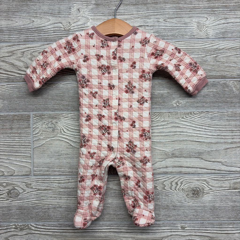 Organic Snap Up Quilted Outfit Flowers 0-3M