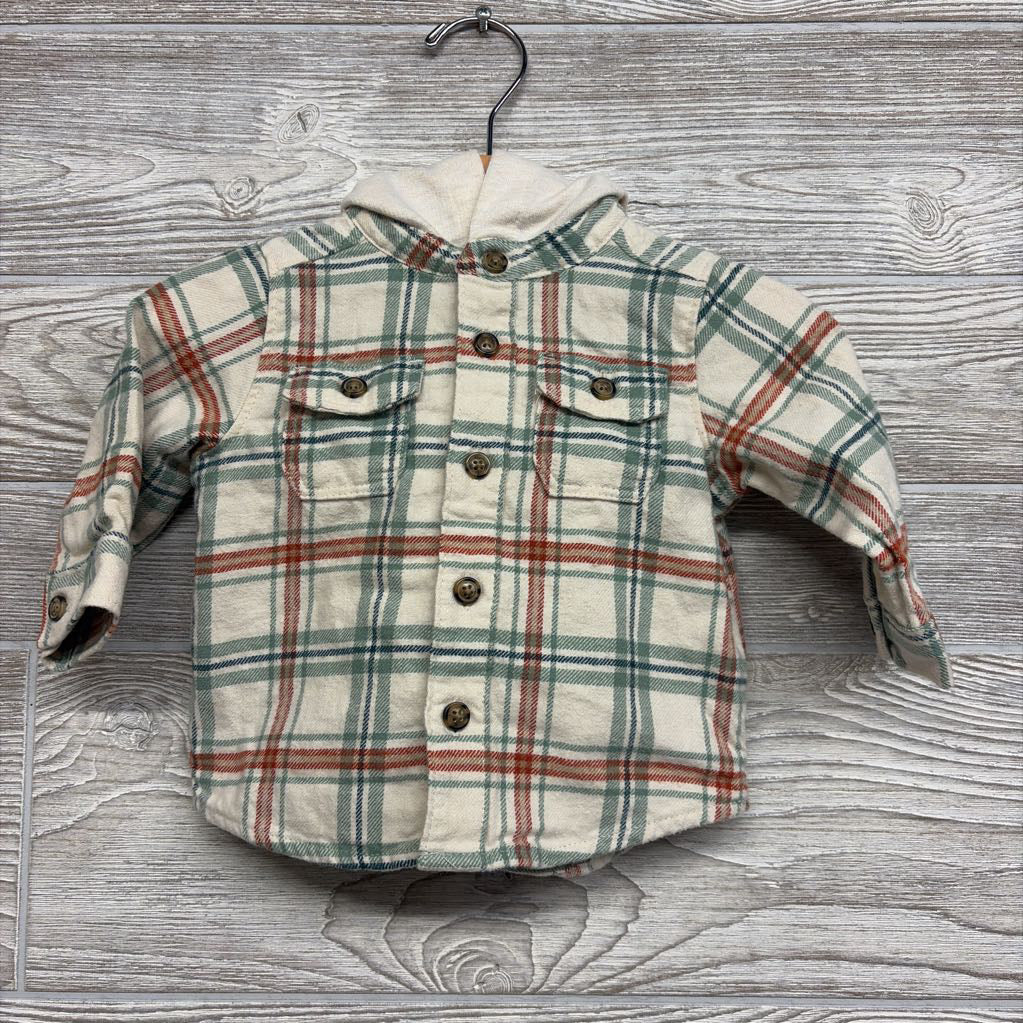Plaid Button Up Shirt W/ Hood 6M