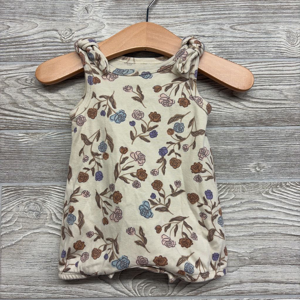 Shoulder Knot Romper Flowers NB