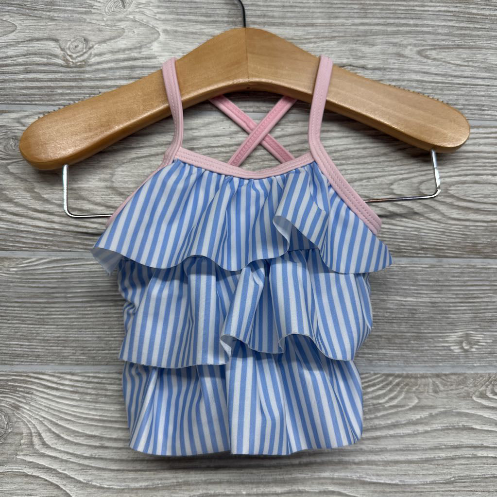 2 Pc Swimsuit Ruffles Stripes 3-6M