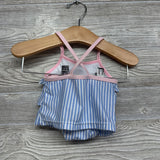 2 Pc Swimsuit Ruffles Stripes 3-6M