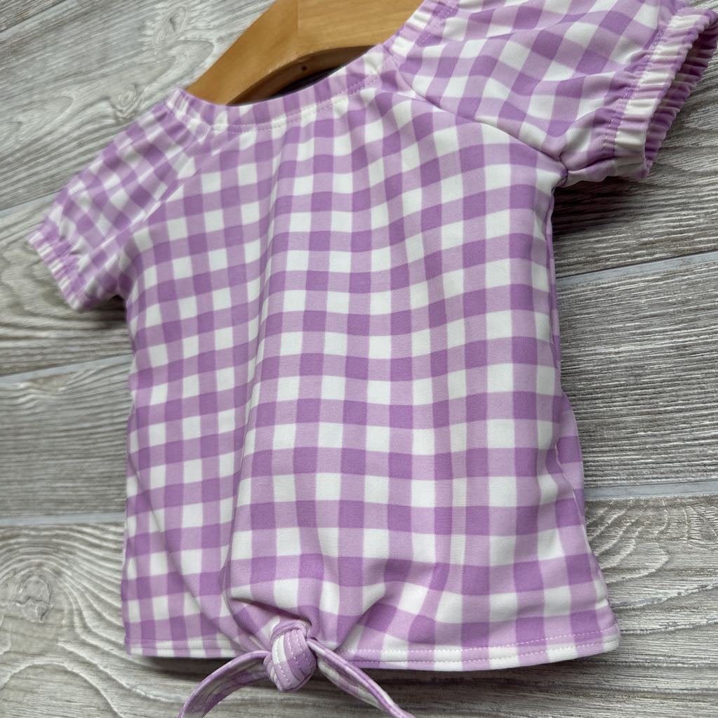 2 Pc Puff Sleeve Swimsuit Gingham Bow 9M