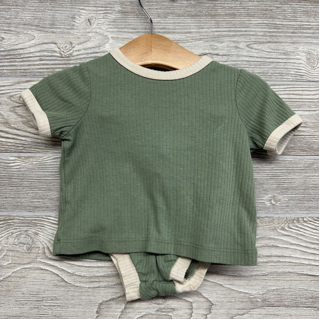 Ribbed Shirt & Bummies 6-9M