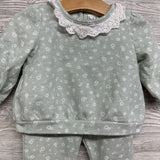 Eyelet Collar & Flare Pants Flowers 3-6M