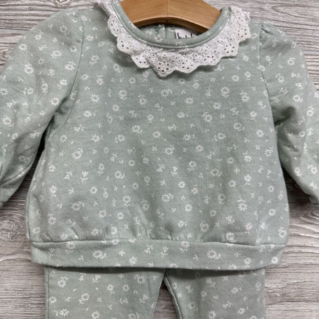 Eyelet Collar & Flare Pants Flowers 3-6M