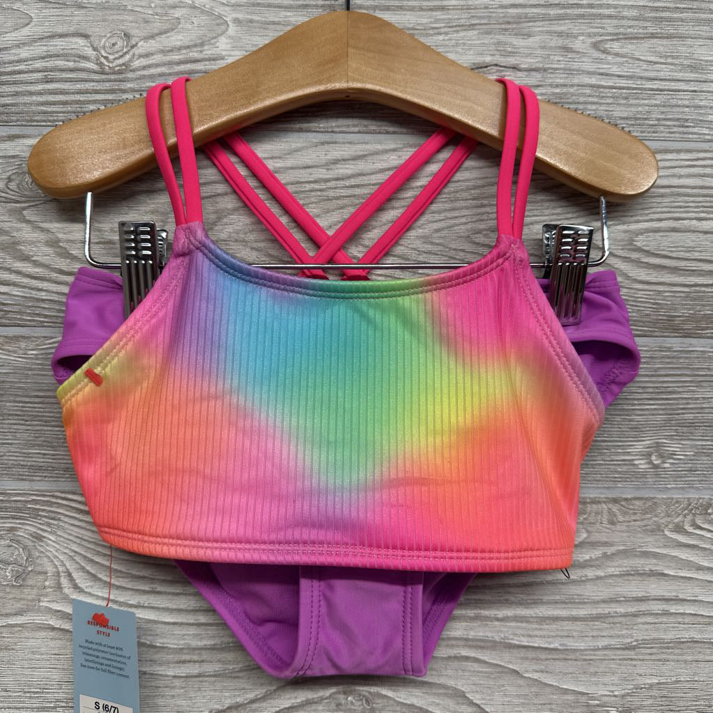 NEW 3 Pc LS Ribbed Swimsuit Tie Dye 6-7