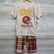 NEW 2 Pc Pj Shirt USC Trojans & Plaid Pants 10-12