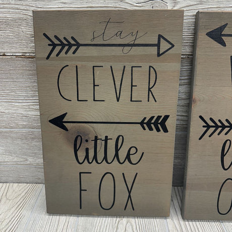 3 Pk Rustic Wooden Wall Signs Stay Cleaver Little Fox, Be Curious Little Racoon & Grow Wise Little Owl